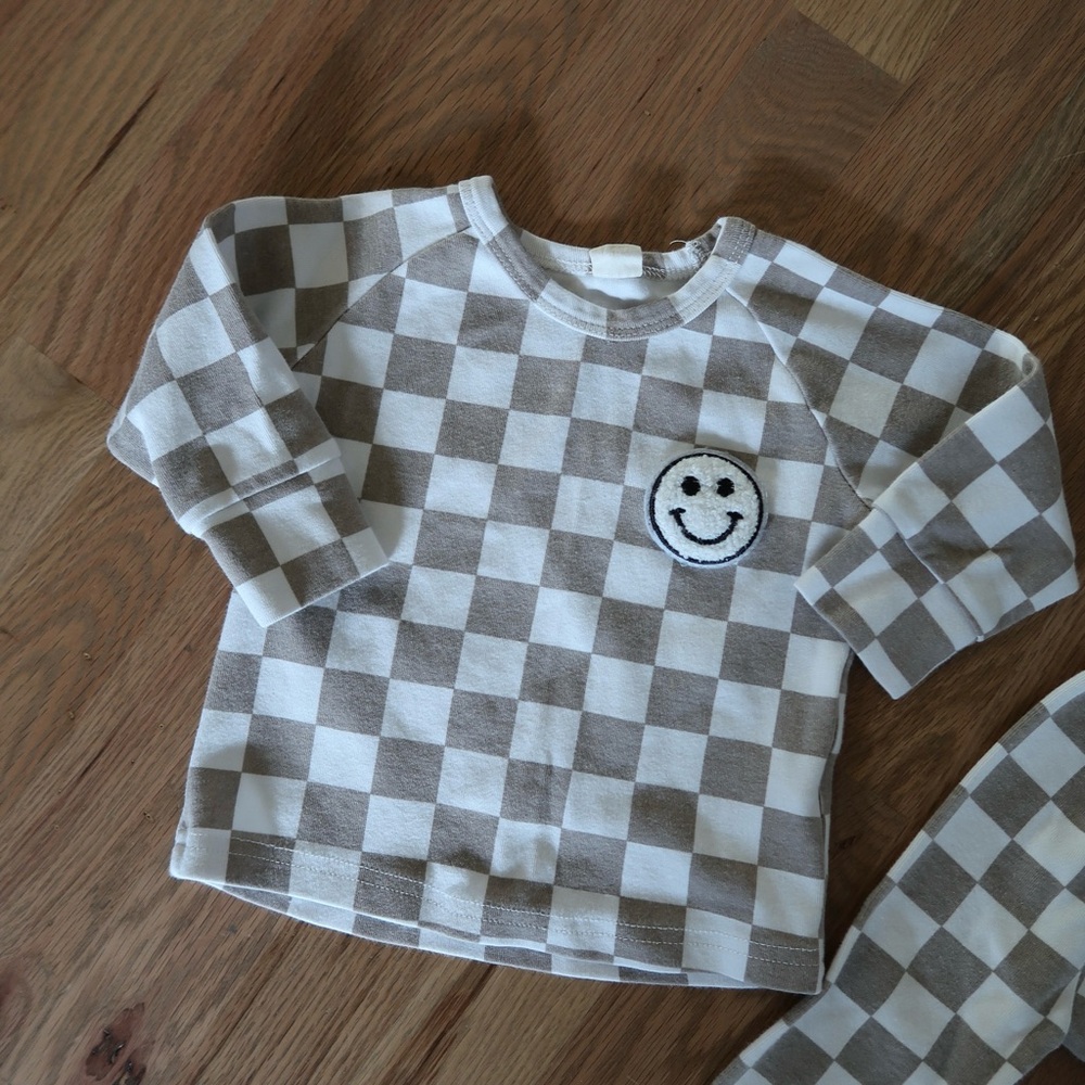 Kids Checkered Matching Set - Gray - Picture 2 of 3